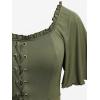 ROSE GAL Plus Size Womens Renaissance Fairy Summer Dress Lace-up Tie Ruffles Square Neck Flutter Sleeves Flowy Dress(Green_2)