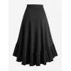 ROSE GAL Plus Size Womens Steampunk Pirate High Low Skirt Victorian Retro Goth Skirt(Black_1)