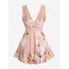 ROSE GAL Plus Size Womens Two Piece Tankini Swimsuit Floral Ruched Floral Padded V Neck Tankini Set(Pink_1)