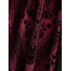 ROSE GAL Plus Size Womens Vintage Gothic Flower Flocking Lace-up Buckles Straps Sleeveless Midi Dress(Red_1)