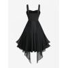 ROSE GAL Plus Size Womens Vintage Gothic Flower Flocking Lace-up Buckles Straps Sleeveless Midi Dress(Red_1)