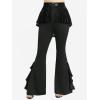 ROSE GAL Plus Size Womens Y2K Skirted Pants Stretch High Waisted Flounce Flare Pants(Black_1)