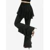 ROSE GAL Plus Size Womens Y2K Skirted Pants Stretch High Waisted Flounce Flare Pants(Black_1)