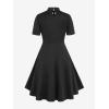 ROSE GAL Rosegal Gothic D-Ring PU Leather Panel Ladder Cutout Dress(Black-214)