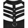 ROSE GAL Rosegal Gothic D-Ring PU Leather Panel Ladder Cutout Dress(Black-214)