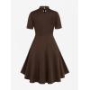 ROSE GAL Rosegal Gothic D-Ring PU Leather Panel Ladder Cutout Dress(Coffee_2)
