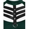 ROSE GAL Rosegal Gothic D-Ring PU Leather Panel Ladder Cutout Dress(Green_2)