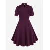 ROSE GAL Rosegal Gothic D-Ring PU Leather Panel Ladder Cutout Dress(Purple_2)