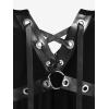 ROSE GAL Rosegal Gothic Lace Up Grommets High Low Velvet Midi Dress(Black-215)