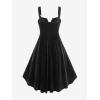 ROSE GAL Rosegal Gothic Lace Up Grommets High Low Velvet Midi Dress(Black-215)