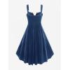 ROSE GAL Rosegal Gothic Lace Up Grommets High Low Velvet Midi Dress(Blue_3)