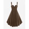 ROSE GAL Rosegal Gothic Lace Up Grommets High Low Velvet Midi Dress(Coffee_1)