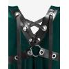ROSE GAL Rosegal Gothic Lace Up Grommets High Low Velvet Midi Dress(Green_1)