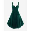 ROSE GAL Rosegal Gothic Lace Up Grommets High Low Velvet Midi Dress(Green_1)