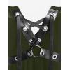 ROSE GAL Rosegal Gothic Lace Up Grommets High Low Velvet Midi Dress(Green_3)