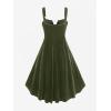 ROSE GAL Rosegal Gothic Lace Up Grommets High Low Velvet Midi Dress(Green_3)