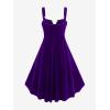 ROSE GAL Rosegal Gothic Lace Up Grommets High Low Velvet Midi Dress(Purple_1)
