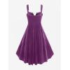 ROSE GAL Rosegal Gothic Lace Up Grommets High Low Velvet Midi Dress(Red_2)