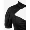 ROSE GAL Rosegal Plus Size Cutout Lace Up Ruched Shirted Collar A-Line Dress(Black-315)