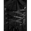 ROSE GAL Rosegal Plus Size Cutout Lace Up Ruched Shirted Collar A-Line Dress(Black-315)