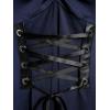 ROSE GAL Rosegal Plus Size Cutout Lace Up Ruched Shirted Collar A-Line Dress(Blue_1)