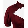 ROSE GAL Rosegal Plus Size Cutout Lace Up Ruched Shirted Collar A-Line Dress(Red_1)