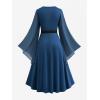 ROSE GAL Rosegal Plus Size Renaissance Costumes Dress for Women Medieval Fairy Halloween Dress(Blue_2)