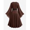 ROSE GAL Rosegal Plus Size Renaissance Costumes Dress for Women Medieval Fairy Halloween Dress(Coffee_1)