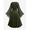 ROSE GAL Rosegal Plus Size Renaissance Costumes Dress for Women Medieval Fairy Halloween Dress(Green_1)