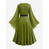ROSE GAL Rosegal Plus Size Renaissance Costumes Dress for Women Medieval Fairy Halloween Dress(Green_3)