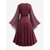 ROSE GAL Rosegal Plus Size Renaissance Costumes Dress for Women Medieval Fairy Halloween Dress(Red_1)