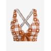 ROSE GAL Rosegal Plus Size Valentines Heart Bowknot Crisscross Padded Three Piece Tankini Swimsuit(Dark Orange)