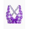 ROSE GAL Rosegal Plus Size Valentines Heart Bowknot Crisscross Padded Three Piece Tankini Swimsuit(Deep Purple)