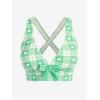 ROSE GAL Rosegal Plus Size Valentines Heart Bowknot Crisscross Padded Three Piece Tankini Swimsuit(Green)