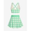 ROSE GAL Rosegal Plus Size Valentines Heart Bowknot Crisscross Padded Three Piece Tankini Swimsuit(Green)