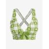 ROSE GAL Rosegal Plus Size Valentines Heart Bowknot Crisscross Padded Three Piece Tankini Swimsuit(Light Green)