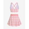 ROSE GAL Rosegal Plus Size Valentines Heart Bowknot Crisscross Padded Three Piece Tankini Swimsuit(Pink Orange)