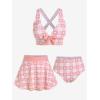 ROSE GAL Rosegal Plus Size Valentines Heart Bowknot Crisscross Padded Three Piece Tankini Swimsuit(Pink Orange)