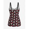 ROSE GAL Rosegal Plus Size Women 2 Piece Swimsuit Skull Heart Print Ruched Tummy Control Tankini Swimwear(Black_6)