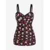 ROSE GAL Rosegal Plus Size Women 2 Piece Swimsuit Skull Heart Print Ruched Tummy Control Tankini Swimwear(Black_6)