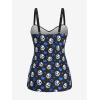 ROSE GAL Rosegal Plus Size Women 2 Piece Swimsuit Skull Heart Print Ruched Tummy Control Tankini Swimwear(Blue)