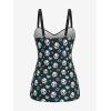 ROSE GAL Rosegal Plus Size Women 2 Piece Swimsuit Skull Heart Print Ruched Tummy Control Tankini Swimwear(Blue_1)