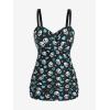 ROSE GAL Rosegal Plus Size Women 2 Piece Swimsuit Skull Heart Print Ruched Tummy Control Tankini Swimwear(Blue_1)