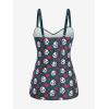 ROSE GAL Rosegal Plus Size Women 2 Piece Swimsuit Skull Heart Print Ruched Tummy Control Tankini Swimwear(Blue_3)
