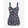ROSE GAL Rosegal Plus Size Women 2 Piece Swimsuit Skull Heart Print Ruched Tummy Control Tankini Swimwear(Blue_3)