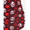 ROSE GAL Rosegal Plus Size Women 2 Piece Swimsuit Skull Heart Print Ruched Tummy Control Tankini Swimwear(Deep Red)