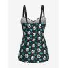 ROSE GAL Rosegal Plus Size Women 2 Piece Swimsuit Skull Heart Print Ruched Tummy Control Tankini Swimwear(Green)