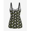 ROSE GAL Rosegal Plus Size Women 2 Piece Swimsuit Skull Heart Print Ruched Tummy Control Tankini Swimwear(Green_1)