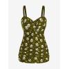 ROSE GAL Rosegal Plus Size Women 2 Piece Swimsuit Skull Heart Print Ruched Tummy Control Tankini Swimwear(Green_3)