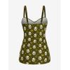 ROSE GAL Rosegal Plus Size Women 2 Piece Swimsuit Skull Heart Print Ruched Tummy Control Tankini Swimwear(Green_3)